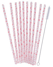 Sugerør med dannebrog 10 stk. inklusiv børste